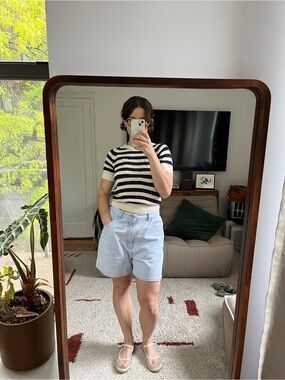 Striped Knit Top in Black and Cream